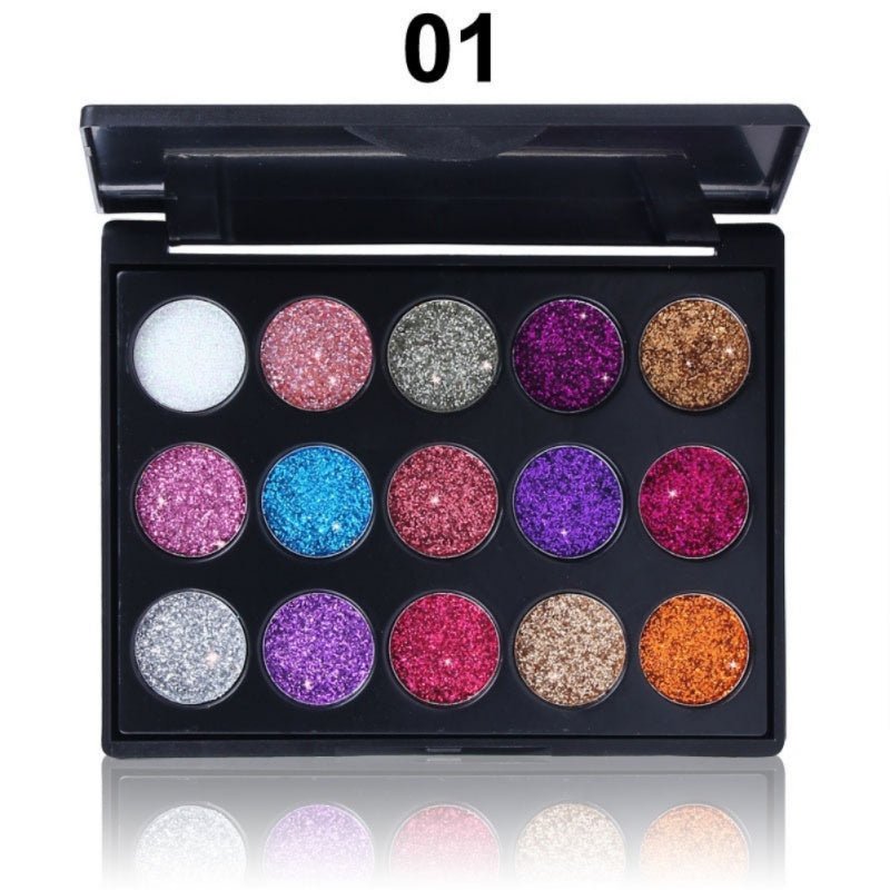 Female Natural Waterproof Glitter Eyeshadow Palette Shining Metals Powder Shimmer Eye Shadow Pigments Kits Diamond 15 Colors - My Store
