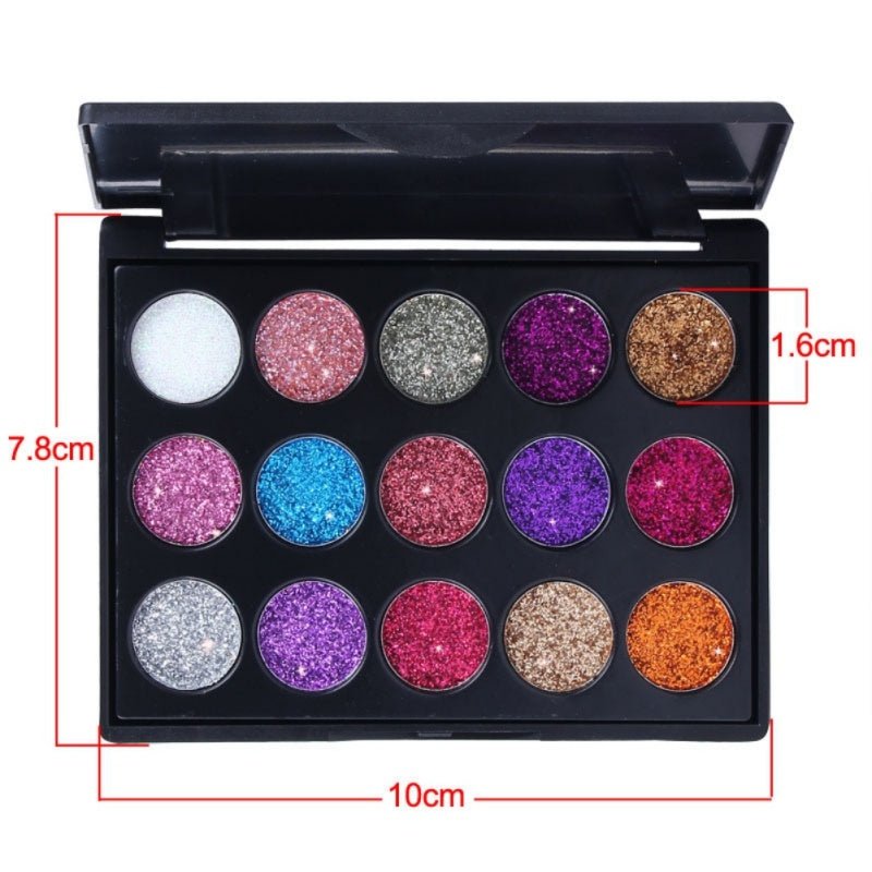 Female Natural Waterproof Glitter Eyeshadow Palette Shining Metals Powder Shimmer Eye Shadow Pigments Kits Diamond 15 Colors - My Store
