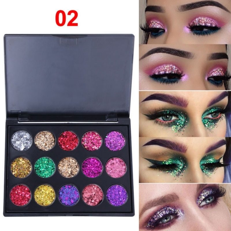 Female Natural Waterproof Glitter Eyeshadow Palette Shining Metals Powder Shimmer Eye Shadow Pigments Kits Diamond 15 Colors - My Store