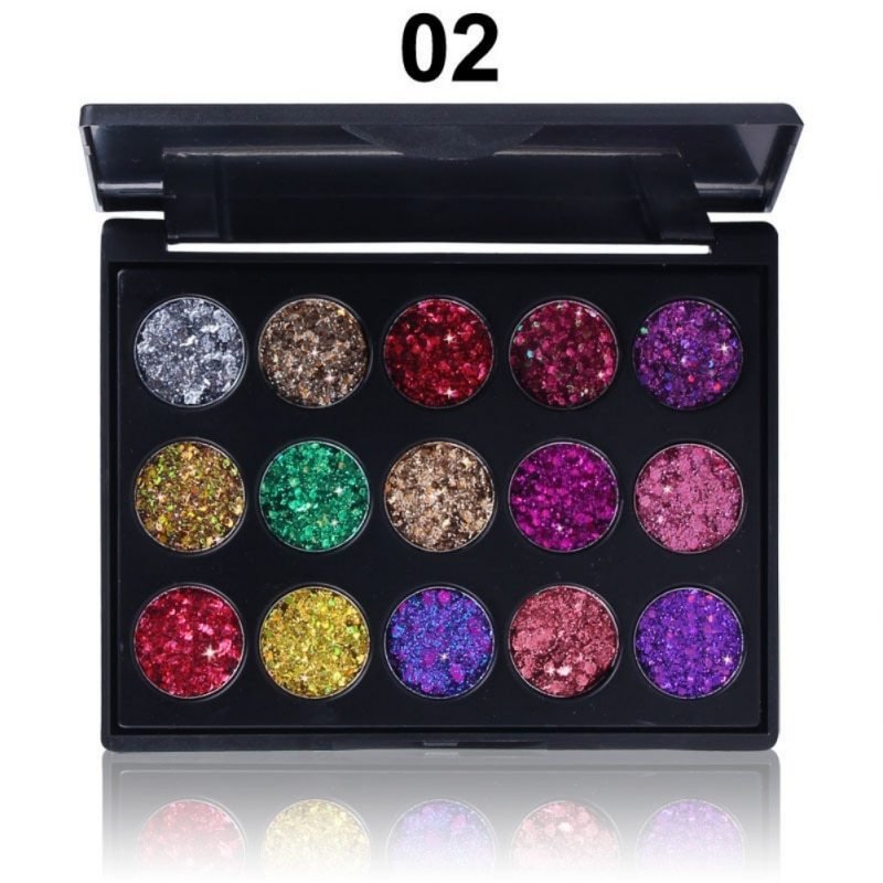 Female Natural Waterproof Glitter Eyeshadow Palette Shining Metals Powder Shimmer Eye Shadow Pigments Kits Diamond 15 Colors - My Store