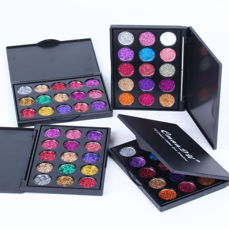 Female Natural Waterproof Glitter Eyeshadow Palette Shining Metals Powder Shimmer Eye Shadow Pigments Kits Diamond 15 Colors - My Store