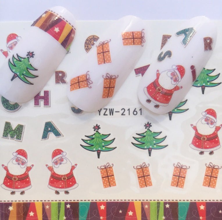 Explosion models Christmas series water transfer nail stickers nail stickers full stickers nail jewelry watermark stickers - My Store