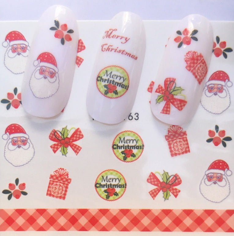 Explosion models Christmas series water transfer nail stickers nail stickers full stickers nail jewelry watermark stickers - My Store