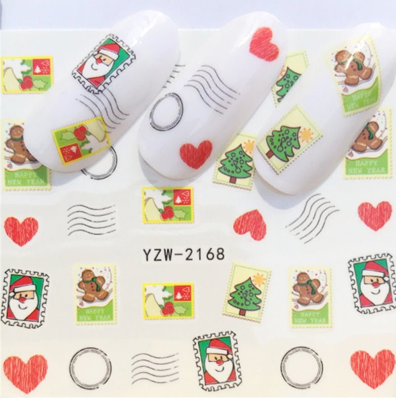 Explosion models Christmas series water transfer nail stickers nail stickers full stickers nail jewelry watermark stickers - My Store