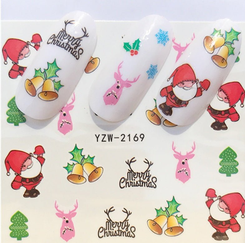 Explosion models Christmas series water transfer nail stickers nail stickers full stickers nail jewelry watermark stickers - My Store