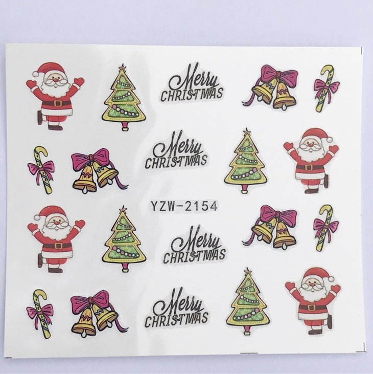 Explosion models Christmas series water transfer nail stickers nail stickers full stickers nail jewelry watermark stickers - My Store