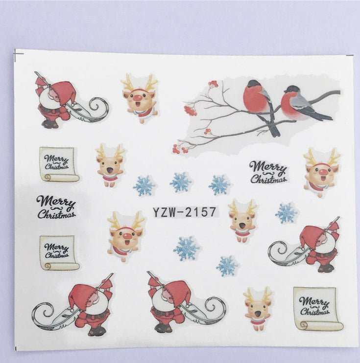 Explosion models Christmas series water transfer nail stickers nail stickers full stickers nail jewelry watermark stickers - My Store