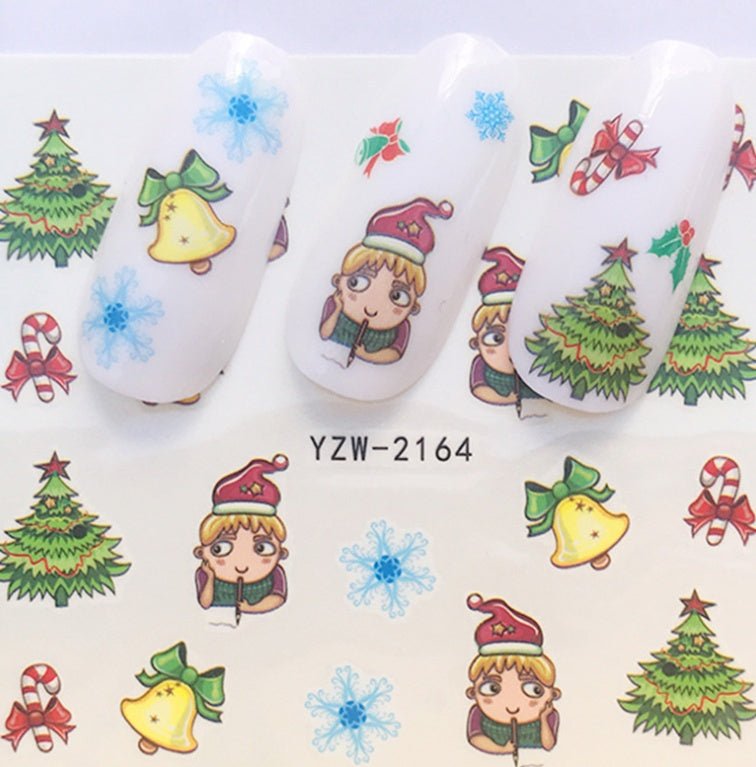 Explosion models Christmas series water transfer nail stickers nail stickers full stickers nail jewelry watermark stickers - My Store