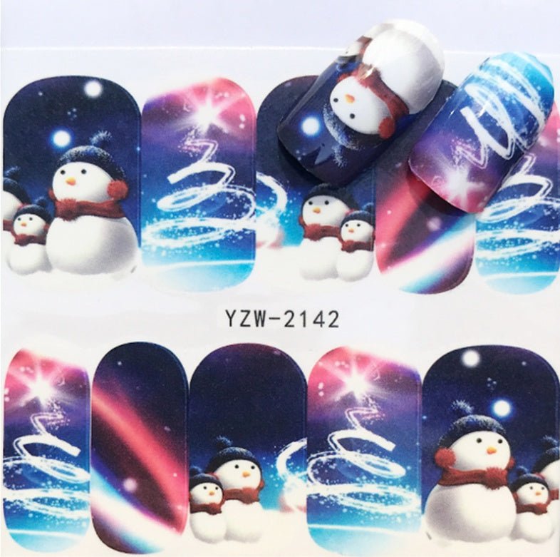 Explosion models Christmas series water transfer nail stickers nail stickers full stickers nail jewelry watermark stickers - My Store