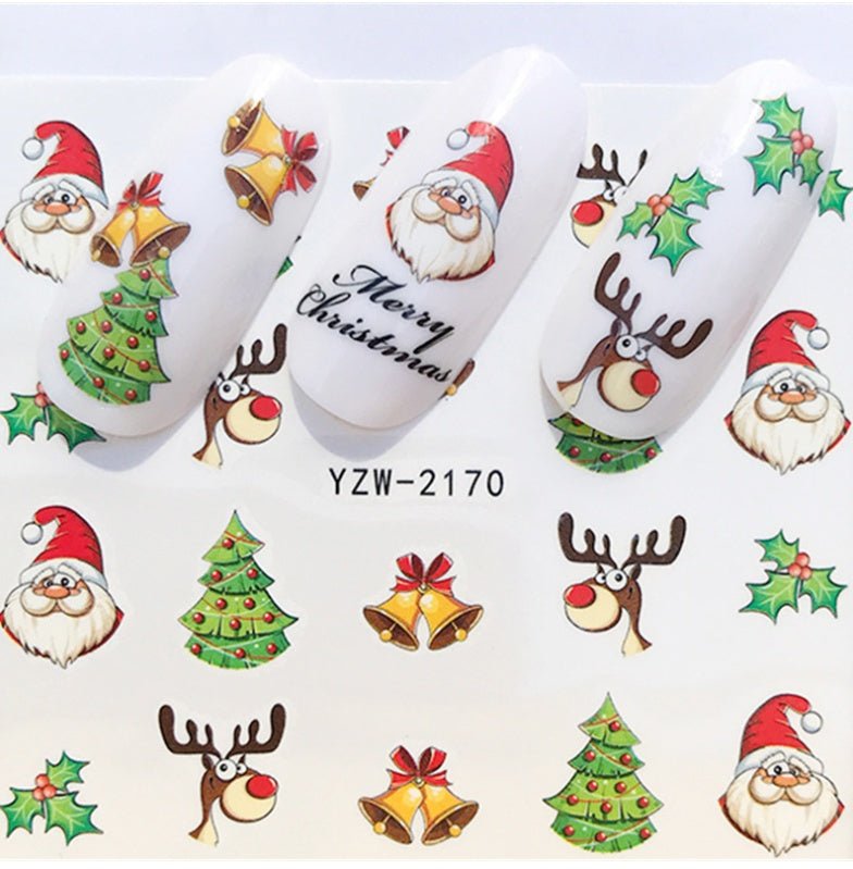 Explosion models Christmas series water transfer nail stickers nail stickers full stickers nail jewelry watermark stickers - My Store