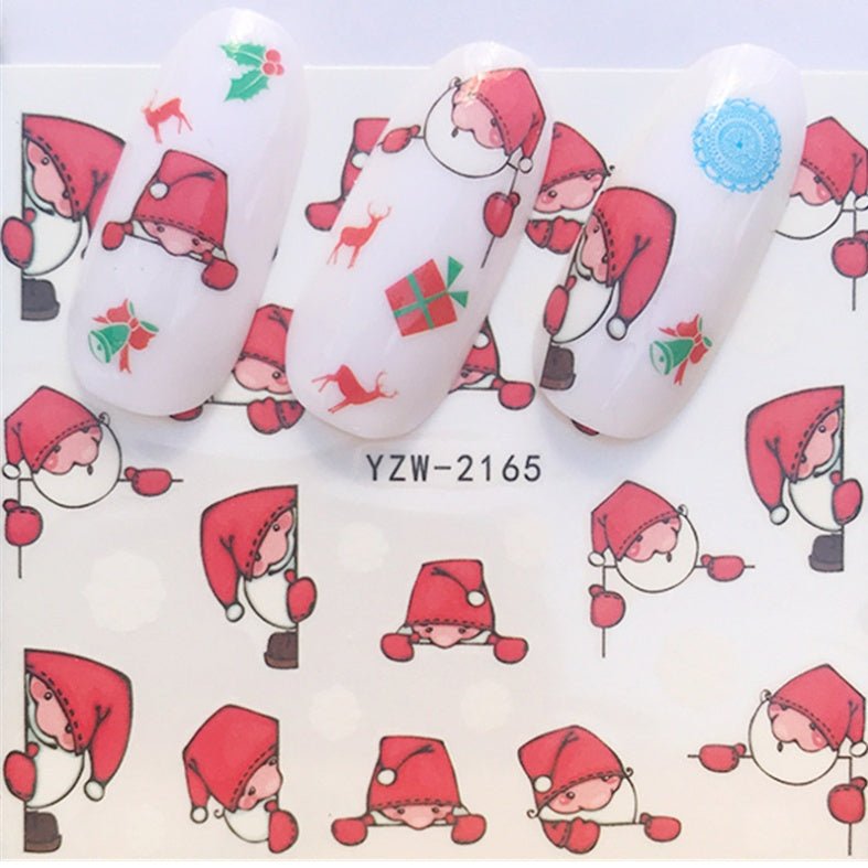 Explosion models Christmas series water transfer nail stickers nail stickers full stickers nail jewelry watermark stickers - My Store