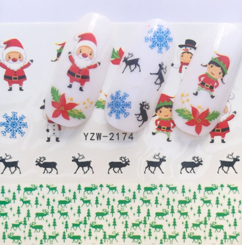 Explosion models Christmas series water transfer nail stickers nail stickers full stickers nail jewelry watermark stickers - My Store