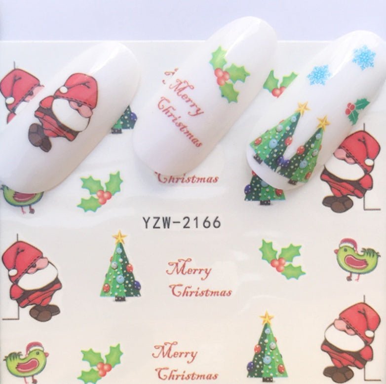 Explosion models Christmas series water transfer nail stickers nail stickers full stickers nail jewelry watermark stickers - My Store