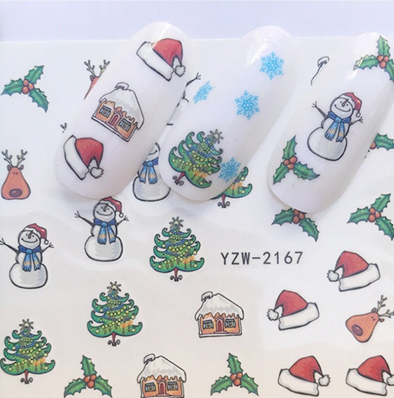 Explosion models Christmas series water transfer nail stickers nail stickers full stickers nail jewelry watermark stickers - My Store