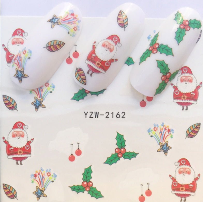 Explosion models Christmas series water transfer nail stickers nail stickers full stickers nail jewelry watermark stickers - My Store