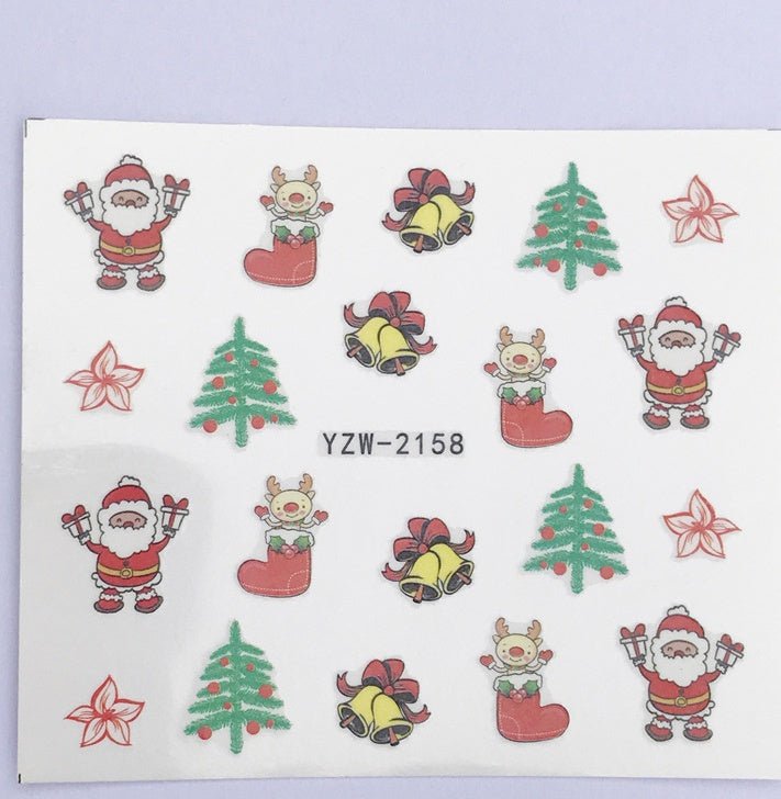 Explosion models Christmas series water transfer nail stickers nail stickers full stickers nail jewelry watermark stickers - My Store