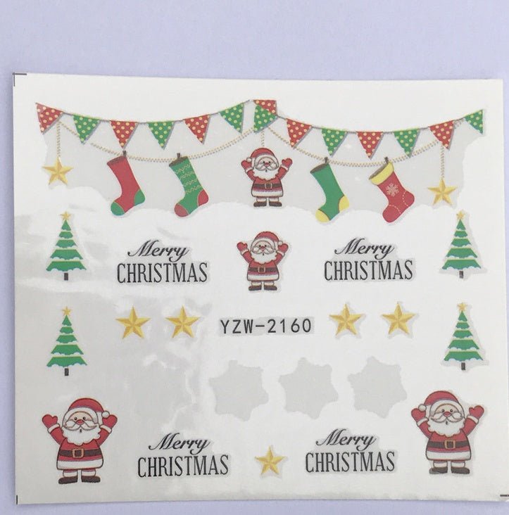 Explosion models Christmas series water transfer nail stickers nail stickers full stickers nail jewelry watermark stickers - My Store