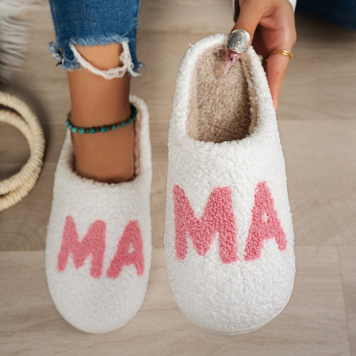 MAMA Christmas Gift Plush Cotton Slippers - My Store