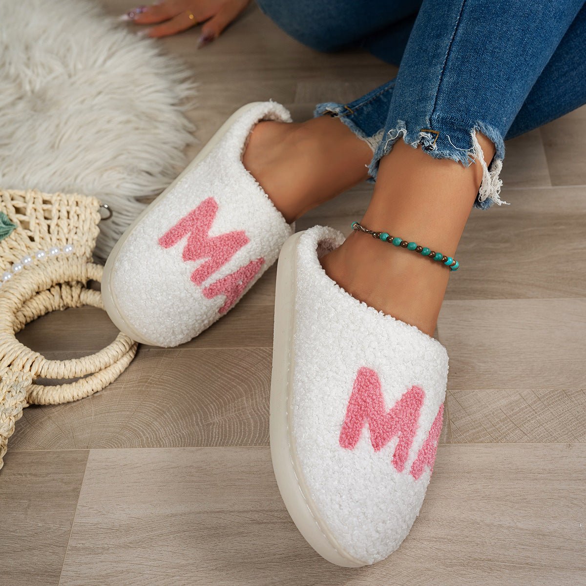 MAMA Christmas Gift Plush Cotton Slippers - My Store