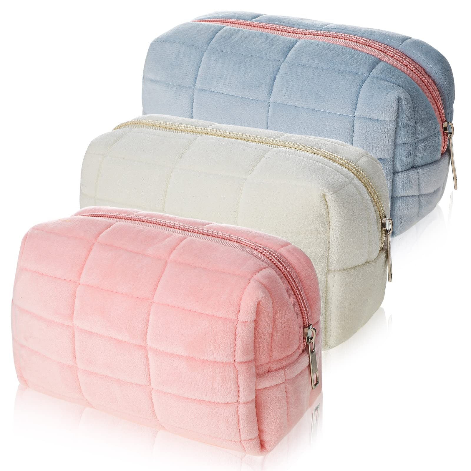 Plush Makeup Bag Checkered Cosmetic Bag Cosmetic Travel Bag Large Zipper Travel Toiletry Bag Portable Multi Functional Capacity Bag Cute Makeup Brushes Storage Bag For Women - My Store