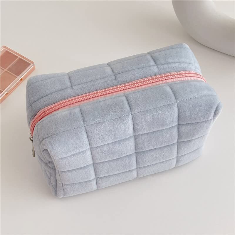 Plush Makeup Bag Checkered Cosmetic Bag Cosmetic Travel Bag Large Zipper Travel Toiletry Bag Portable Multi Functional Capacity Bag Cute Makeup Brushes Storage Bag For Women - My Store