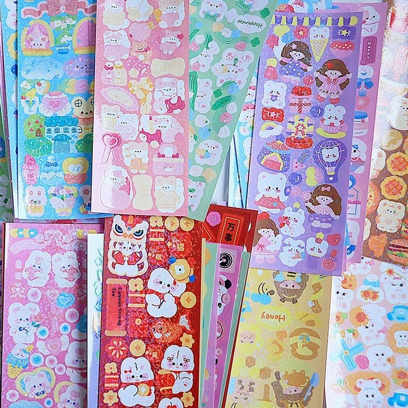 Stickers Cute Laser Journal Stickers PVC Waterproof Notebook Stickers DIY Stickers Suit - My Store